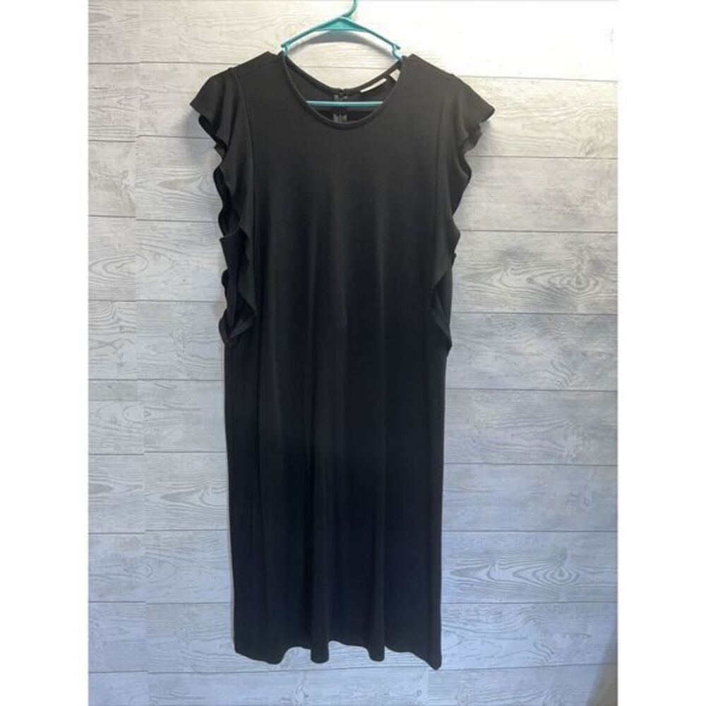 Halogen Women Black Sleeveless Crew Neck A-Line Mini Dress Size Petite Large